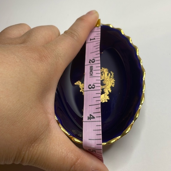 Porcelaine (Porcelain) Imperial Limoges Cobalt Blue Trinket Tray - Picture 7 of 9